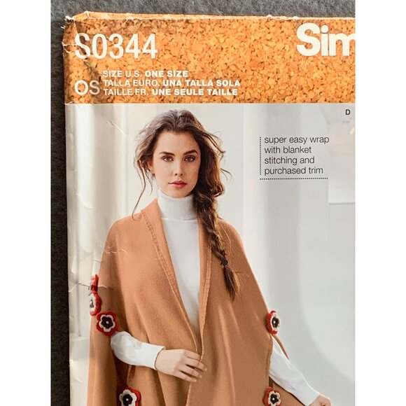 Simplicity Misses Ponchos Coat Sewing Pattern sz OS S0344 - uncut - Picture 3 of 4